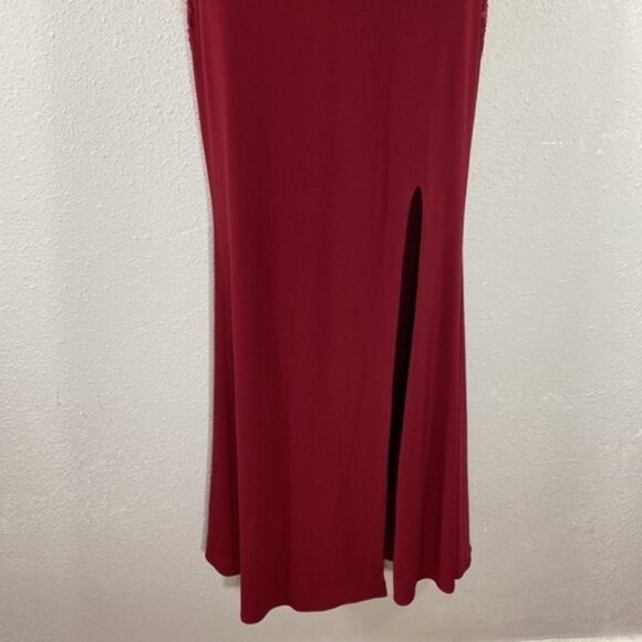 Alyce Paris burgundy lace formal slit leg jersey gown 6 O18 - Picture 5 of 16